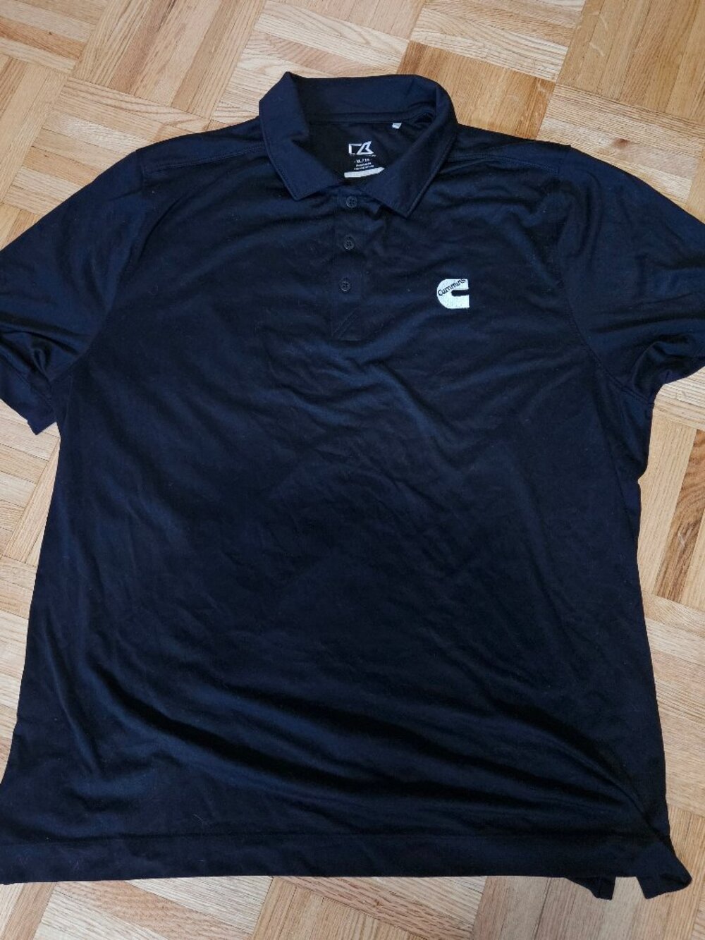 Cutter & Buck Cummins Embroidered DryTec Polo Shirt Mens XL Black SHort Sleeve